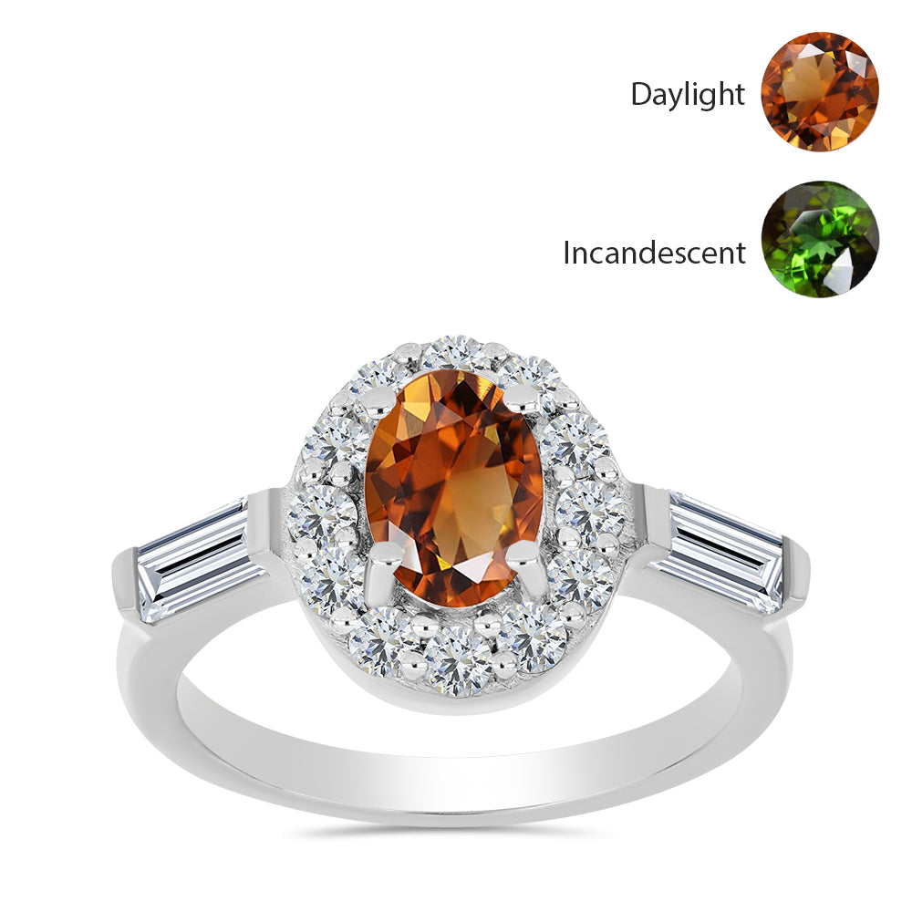 Ezüst Gyűrű Minősített laboratóriumban előállított Anatóliai Zultanit-tal és Fehér Topázzal 3 