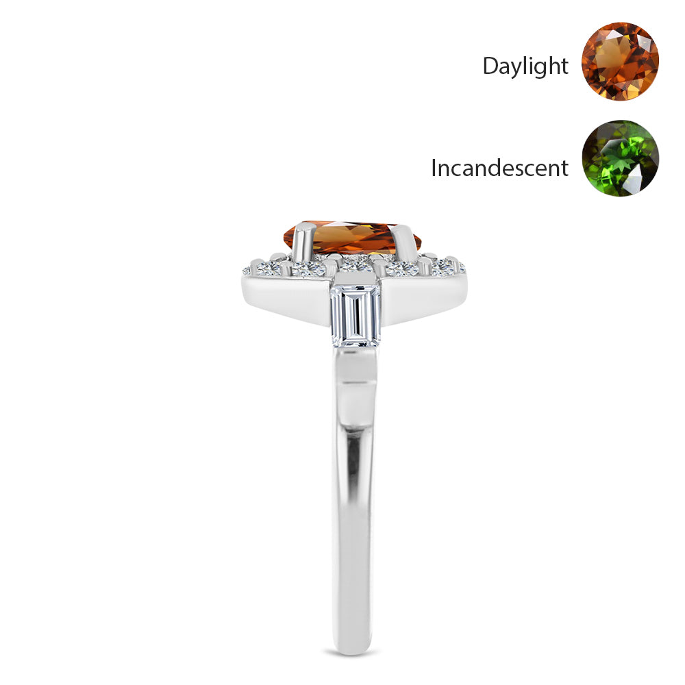 Ezüst Gyűrű Minősített laboratóriumban előállított Anatóliai Zultanit-tal és Fehér Topázzal 4 