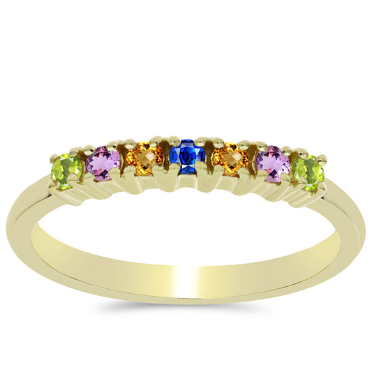 Arannyal Bevont Ezüst Gyűrű Szivárvány Zafírral