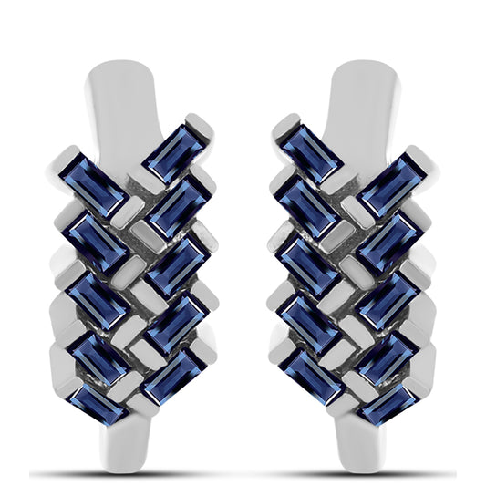 Ezüst Fülbevaló "Császár Lila" Moissanite-tel