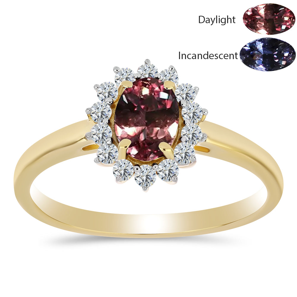 Arannyal Bevont Ezüst Gyűrű Tsivory Színváltós Gránáttal és Fehér Topázzal 1 