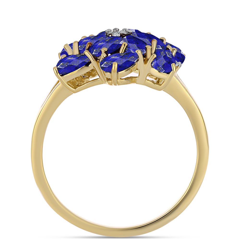 Arannyal Bevont Ezüst Gyűrű Lapisz Lazulival és Fehér Topázzal 2 