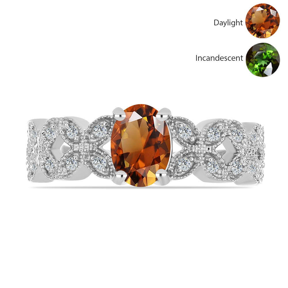 Ezüst Gyűrű Minősített laboratóriumban előállított Anatóliai Zultanit-tal és Fehér Topázzal 2 