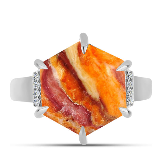 Ezüst Gyűrű Oroszlán Mancs Jáspissal és Fehér Topázzal