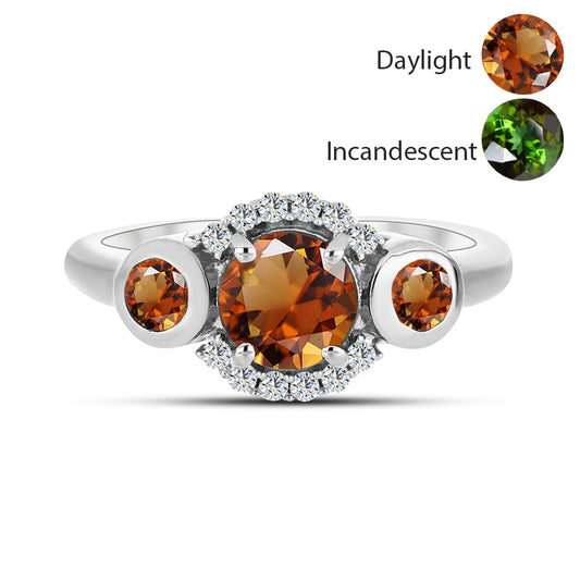 Ezüst Gyűrű Minősített laboratóriumban előállított Anatóliai Zultanit-tal és Fehér Topázzal