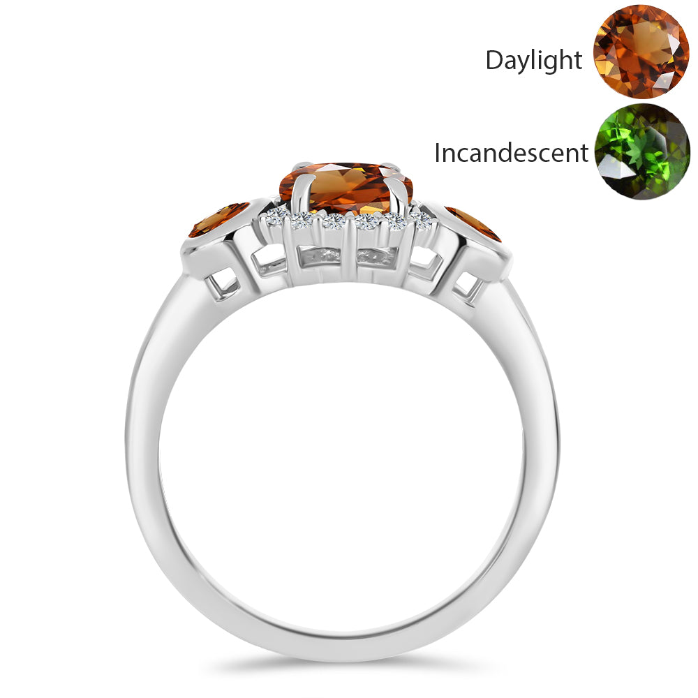 Ezüst Gyűrű Minősített laboratóriumban előállított Anatóliai Zultanit-tal és Fehér Topázzal 2 