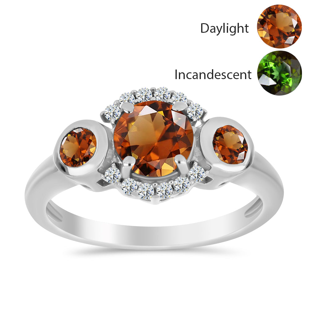 Ezüst Gyűrű Minősített laboratóriumban előállított Anatóliai Zultanit-tal és Fehér Topázzal