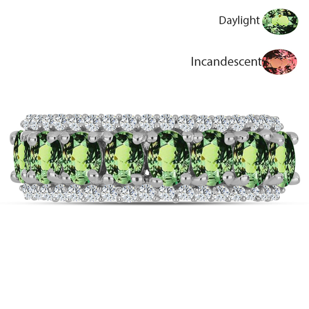 Ezüst Gyűrű Természetes Alexandrittal és Fehér Topázzal