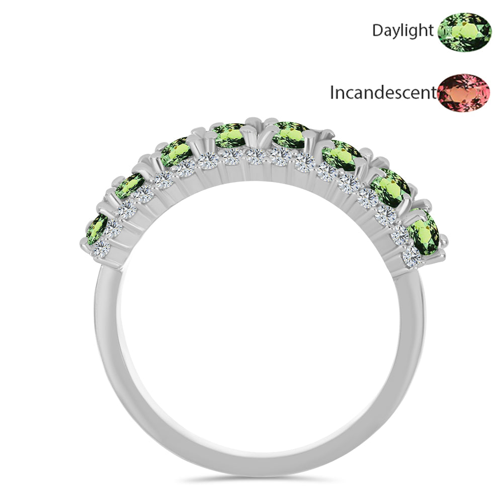 Ezüst Gyűrű Természetes Alexandrittal és Fehér Topázzal 2 