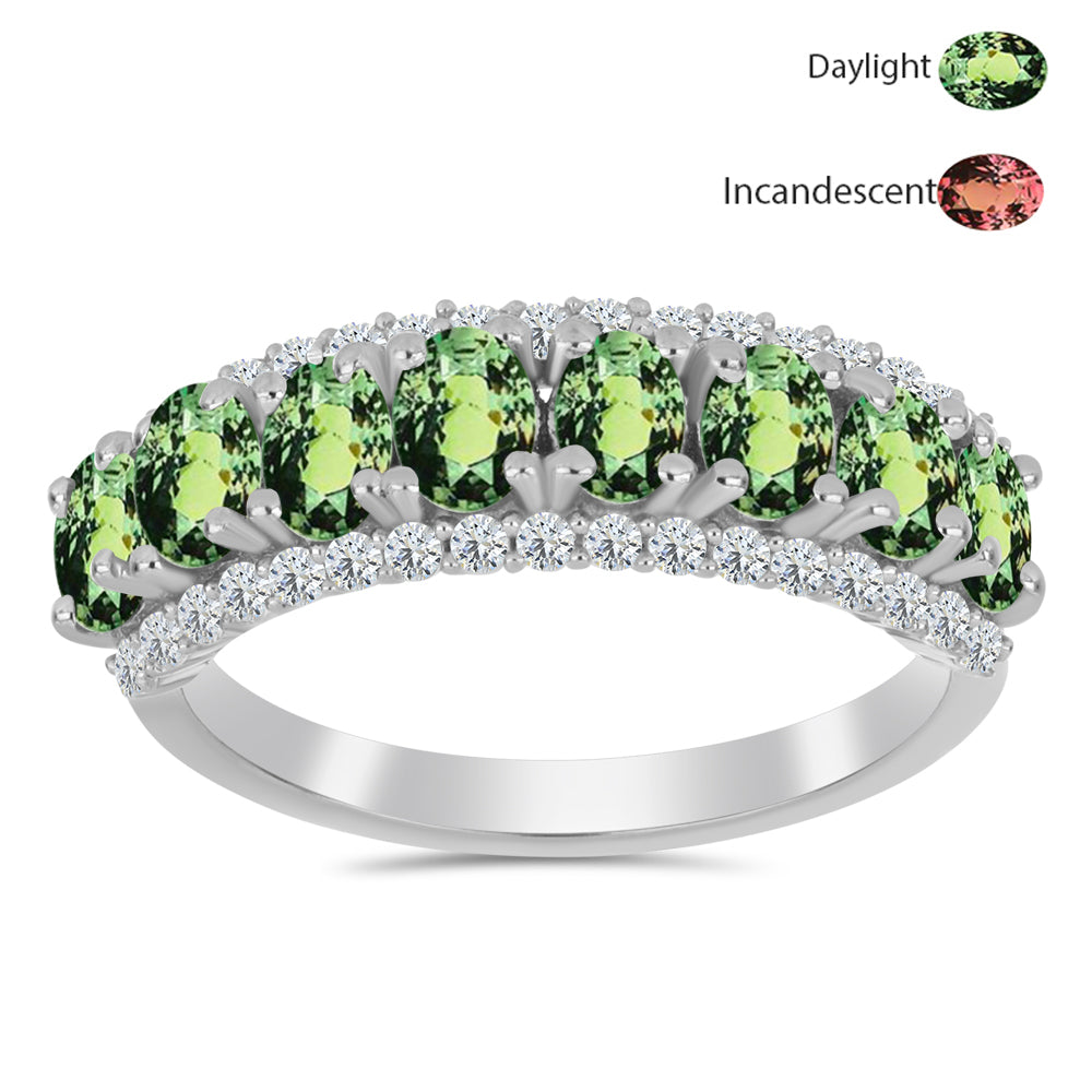 Ezüst Gyűrű Természetes Alexandrittal és Fehér Topázzal