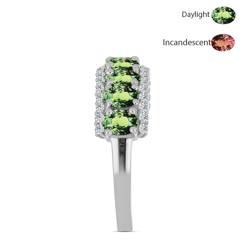 Ezüst Gyűrű Természetes Alexandrittal és Fehér Topázzal 4 