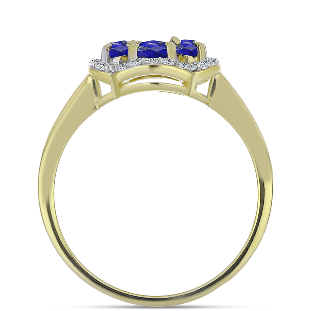 Arannyal Bevont Ezüst Gyűrű Lapisz Lazulival és Fehér Topázzal 2 