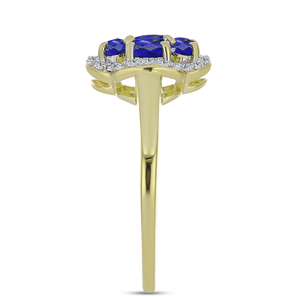 Arannyal Bevont Ezüst Gyűrű Lapisz Lazulival és Fehér Topázzal 4 