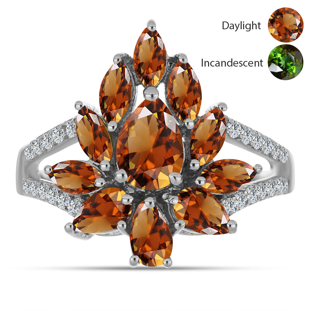 Ezüst Gyűrű Minősített laboratóriumban előállított Anatóliai Zultanit-tal és Fehér Topázzal 1 