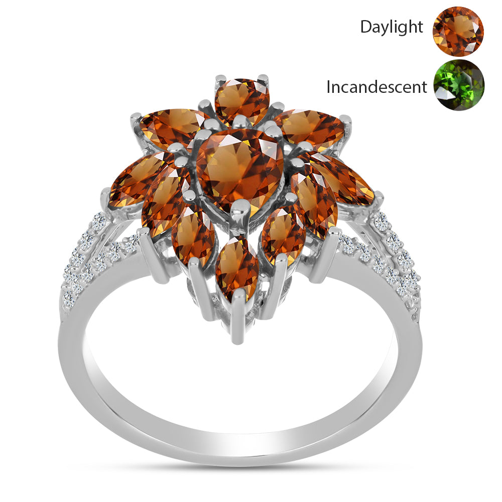 Ezüst Gyűrű Minősített laboratóriumban előállított Anatóliai Zultanit-tal és Fehér Topázzal 3 