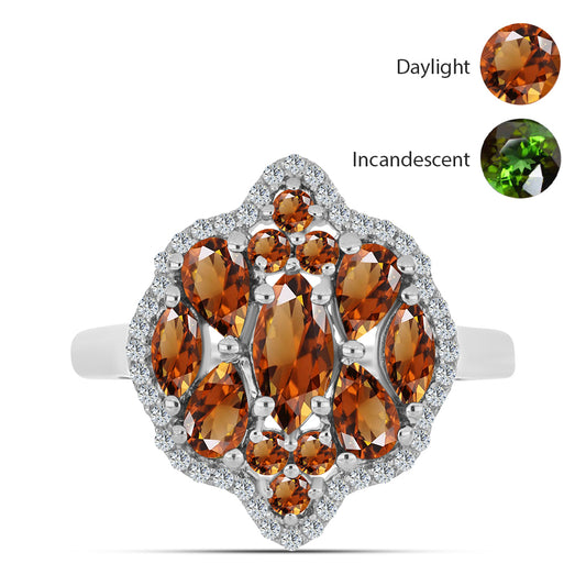 Ezüst Gyűrű Minősített laboratóriumban előállított Anatóliai Zultanit-tal és Fehér Topázzal