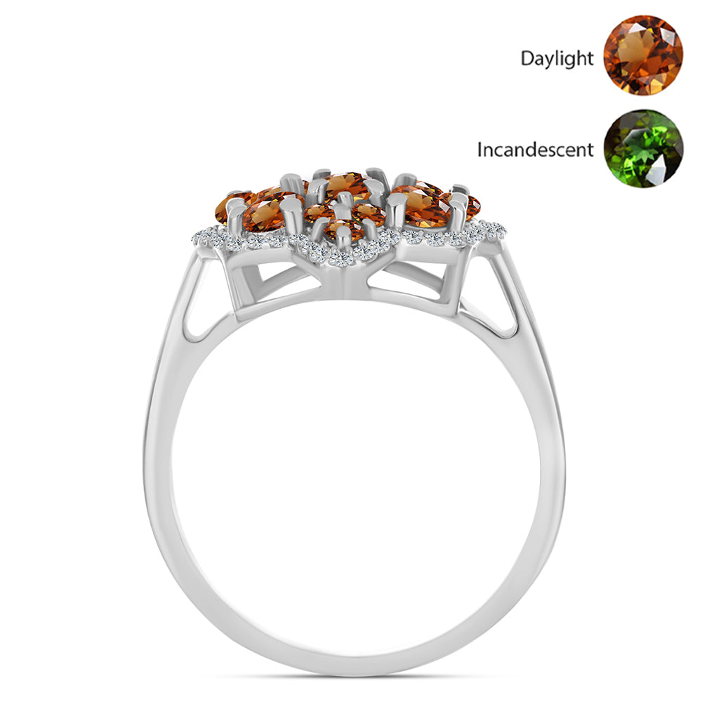 Ezüst Gyűrű Minősített laboratóriumban előállított Anatóliai Zultanit-tal és Fehér Topázzal 2 