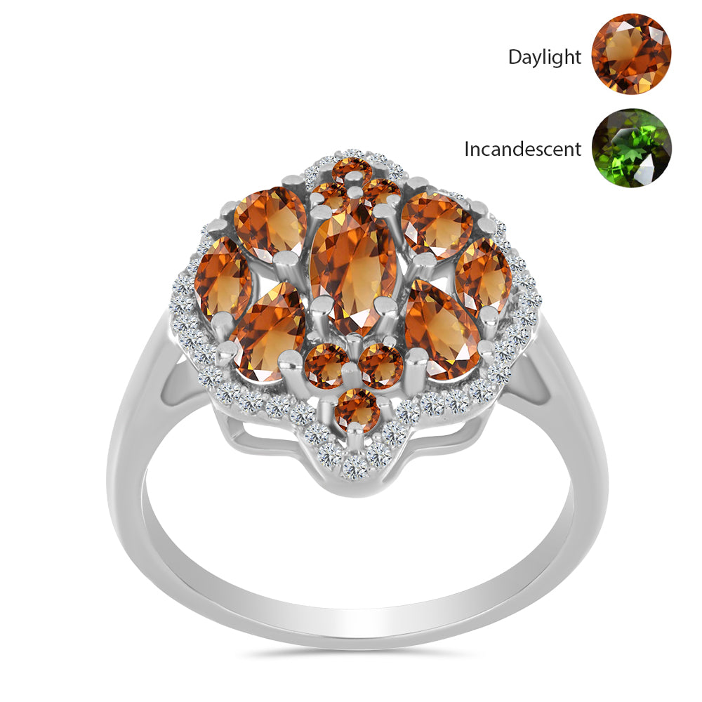 Ezüst Gyűrű Minősített laboratóriumban előállított Anatóliai Zultanit-tal és Fehér Topázzal