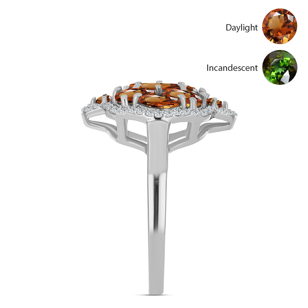 Ezüst Gyűrű Minősített laboratóriumban előállított Anatóliai Zultanit-tal és Fehér Topázzal 4 