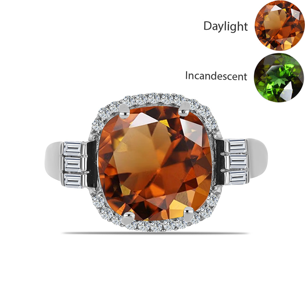 Ezüst Gyűrű Minősített laboratóriumban előállított Anatóliai Zultanit-tal és Fehér Cirkónnal