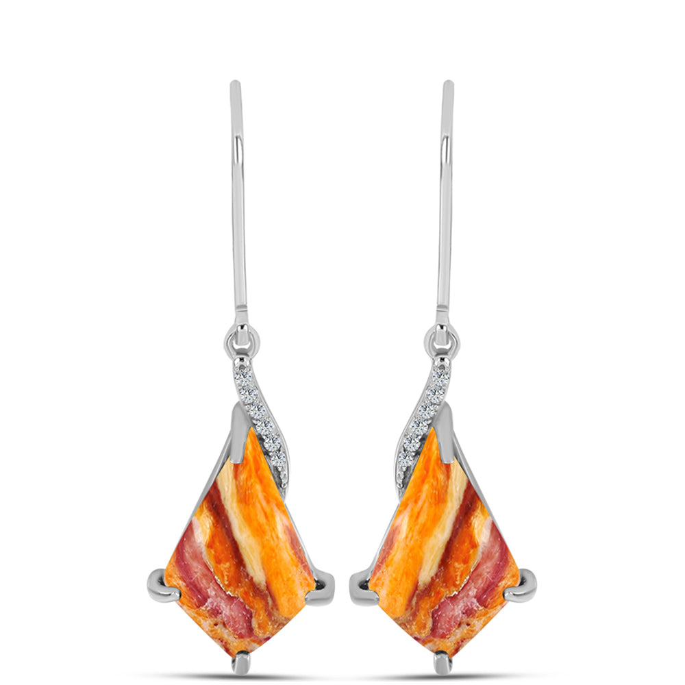 Ezüst Fülbevaló Oroszlán Mancs Jáspissal és Fehér Topázzal