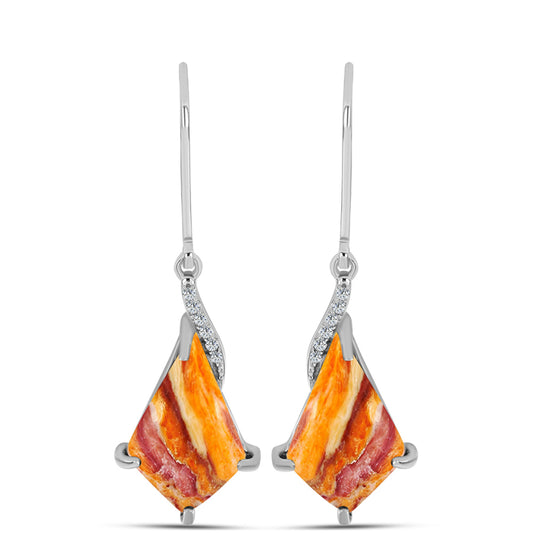 Ezüst Fülbevaló Oroszlán Mancs Jáspissal és Fehér Topázzal