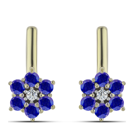 Arannyal Bevont Ezüst Fülbevaló Lapisz Lazulival és Fehér Topázzal
