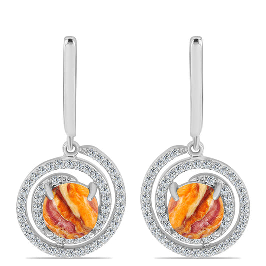 Ezüst Fülbevaló Oroszlán Mancs Jáspissal és Fehér Topázzal