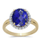 Arannyal Bevont Ezüst Gyűrű Lapisz Lazulival és Fehér Topázzal