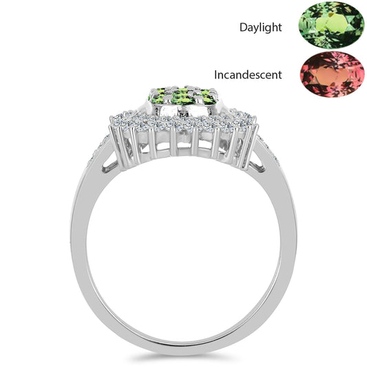 Ezüst Gyűrű Természetes Alexandrittal és Fehér Topázzal