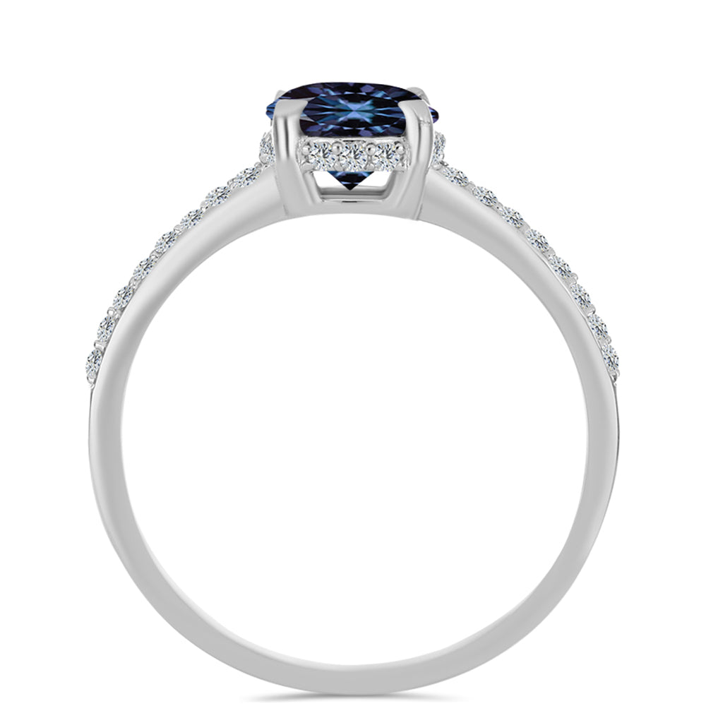 Ezüst Gyűrű "Császár Lila" Moissanite-tel és Fehér Topázzal 2 