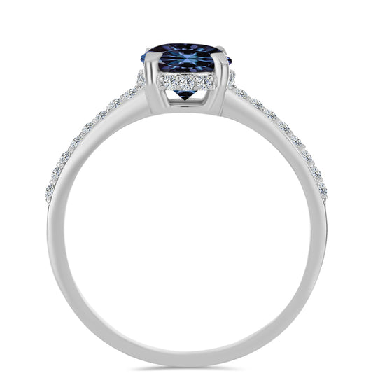 Ezüst Gyűrű "Császár Lila" Moissanite-tel és Fehér Topázzal