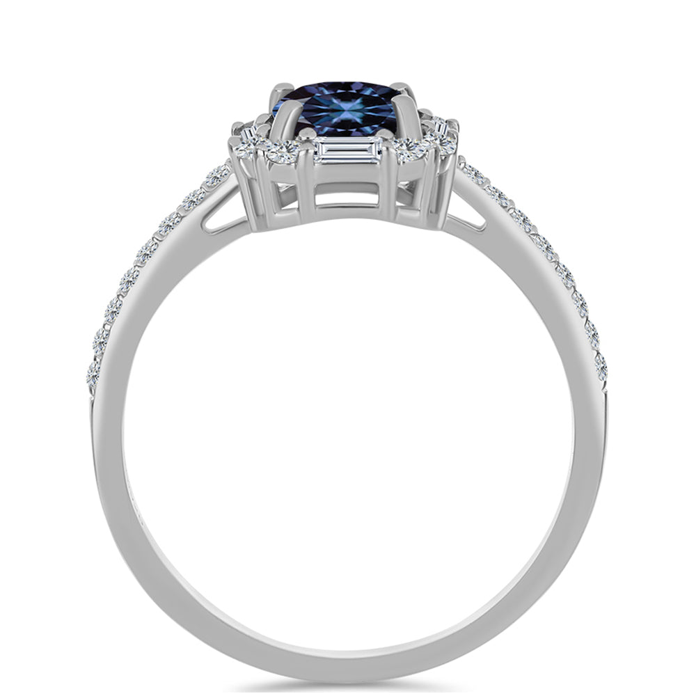 Ezüst Gyűrű "Császár Lila" Moissanite-tel és Fehér Cirkónnal 2 