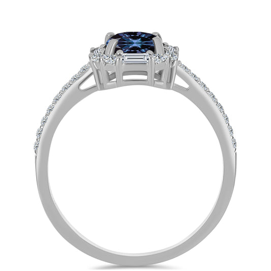 Ezüst Gyűrű "Császár Lila" Moissanite-tel és Fehér Cirkónnal