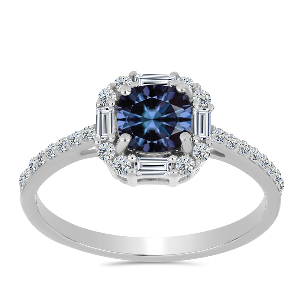 Ezüst Gyűrű "Császár Lila" Moissanite-tel és Fehér Cirkónnal 3 