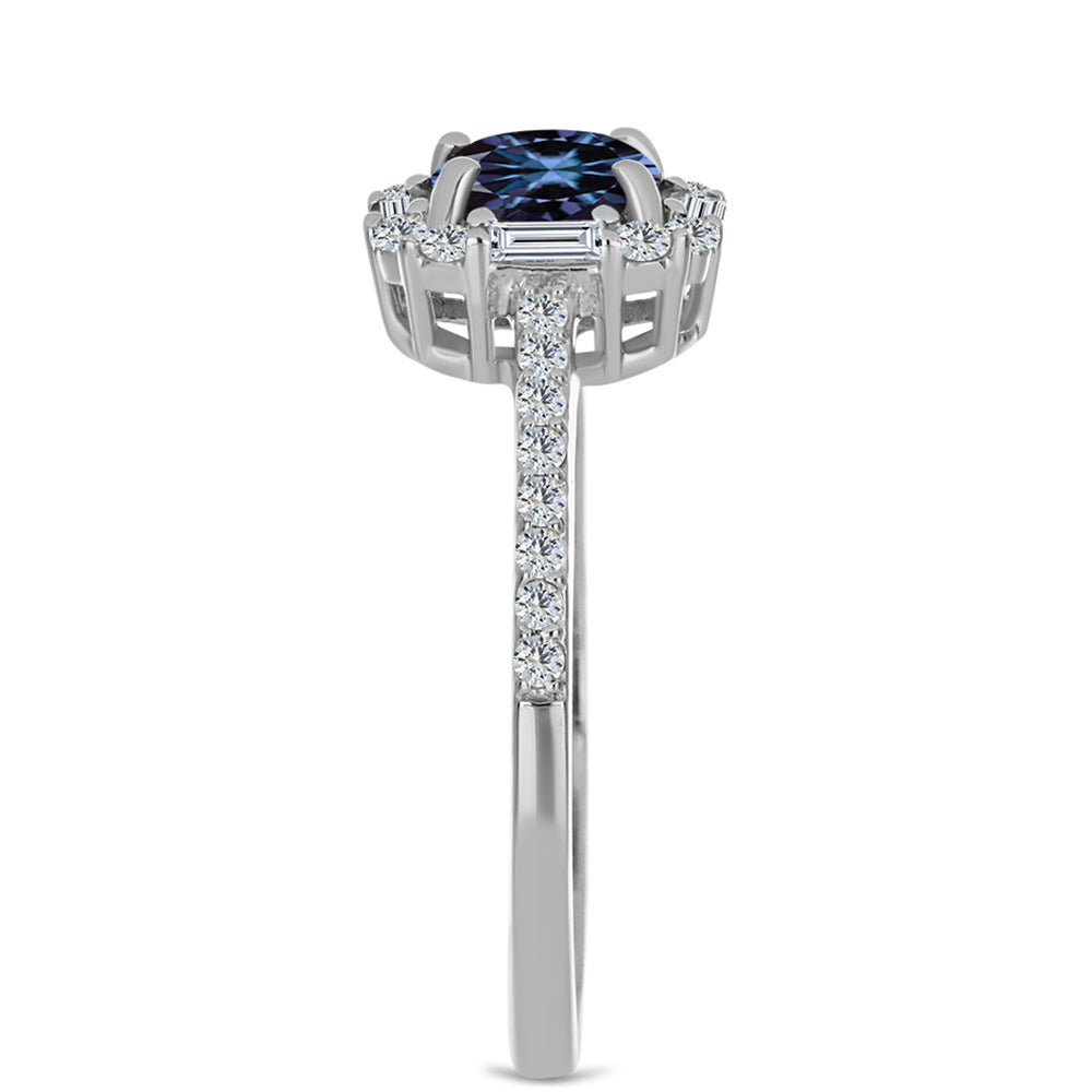 Ezüst Gyűrű "Császár Lila" Moissanite-tel és Fehér Cirkónnal 4 