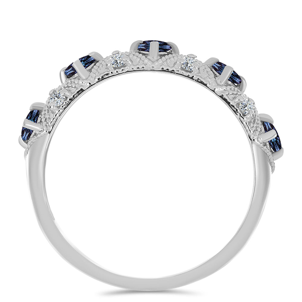 Ezüst Gyűrű "Császár Lila" Moissanite-tel és Fehér Topázzal 2 