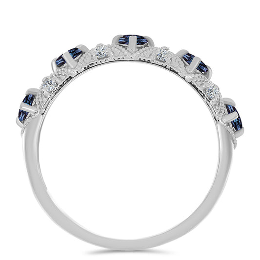 Ezüst Gyűrű "Császár Lila" Moissanite-tel és Fehér Topázzal