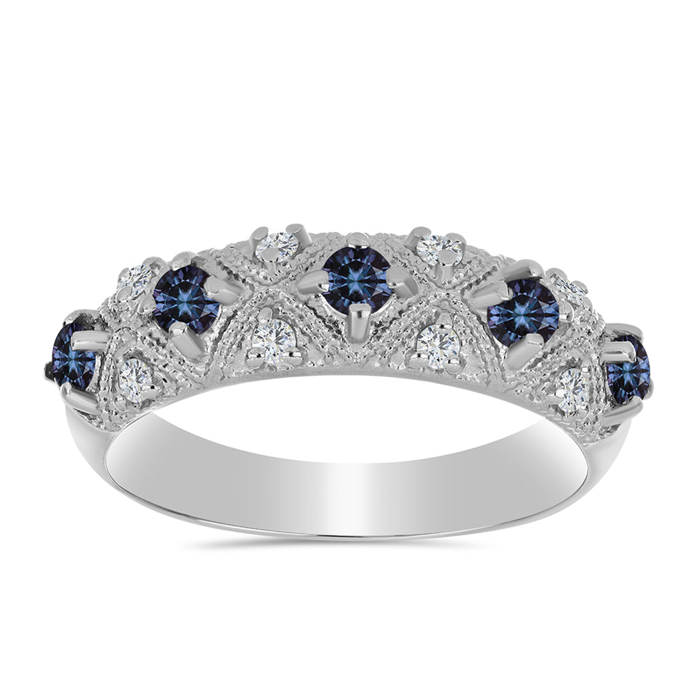 Ezüst Gyűrű "Császár Lila" Moissanite-tel és Fehér Topázzal 3 