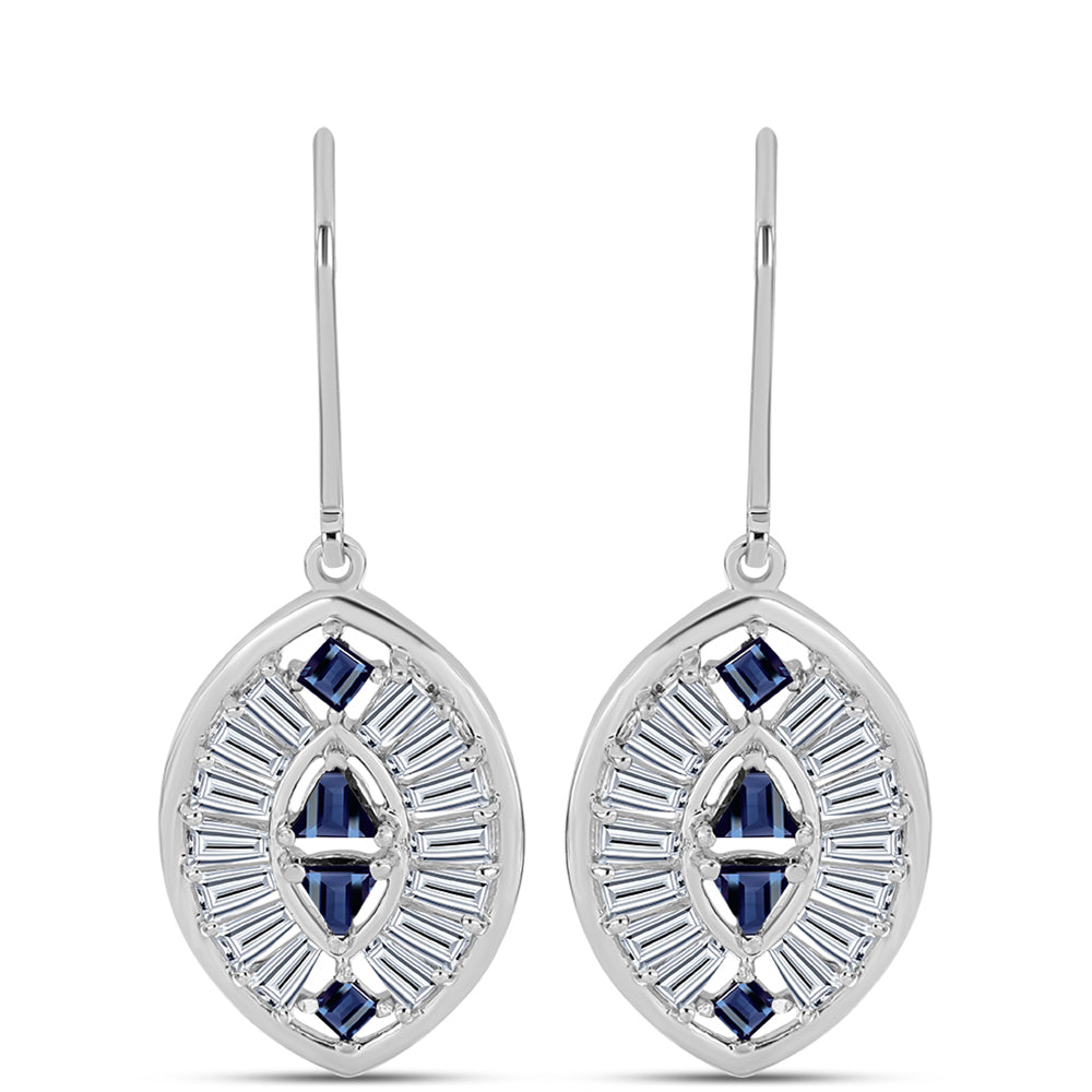 Ezüst Fülbevaló "Császár Lila" Moissanite-tel és Fehér Cirkónnal 1 