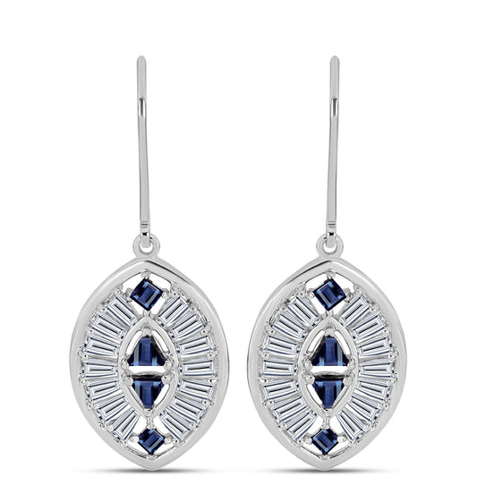 Ezüst Fülbevaló "Császár Lila" Moissanite-tel és Fehér Cirkónnal