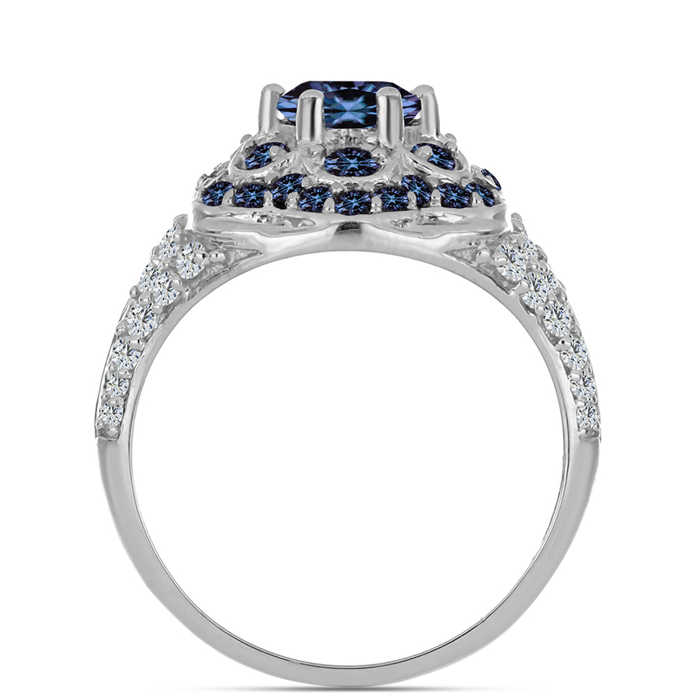 Ezüst Gyűrű "Császár Lila" Moissanite-tel és Fehér Topázzal