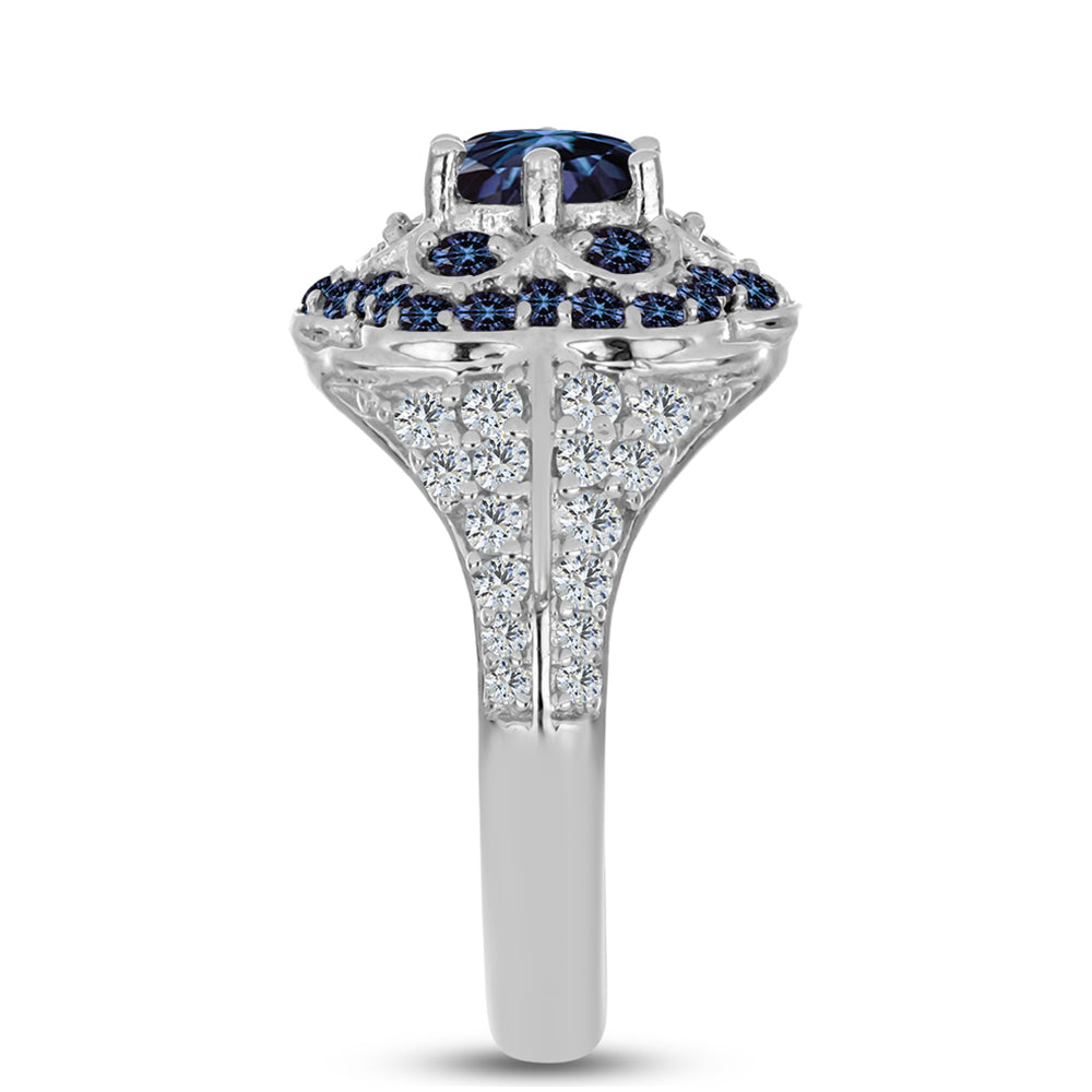 Ezüst Gyűrű "Császár Lila" Moissanite-tel és Fehér Topázzal