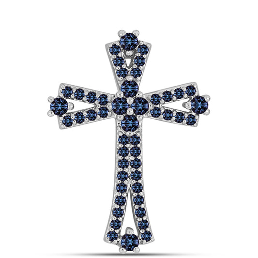 Kereszt Ezüst Medál "Császár Lila" Moissanite-tel