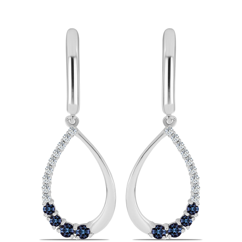 Ezüst Fülbevaló "Császár Lila" Moissanite-tel és Fehér Topázzal 1 