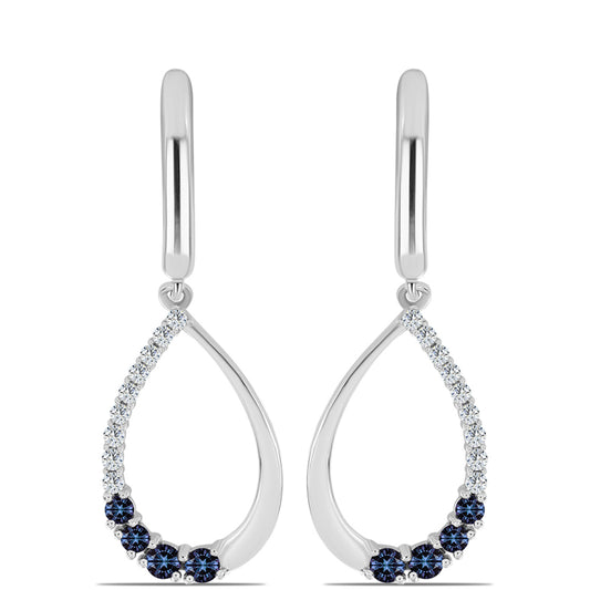 Ezüst Fülbevaló "Császár Lila" Moissanite-tel és Fehér Topázzal