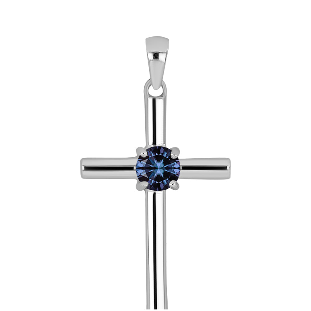 Kereszt Ezüst Medál "Császár Lila" Moissanite-tel 1 