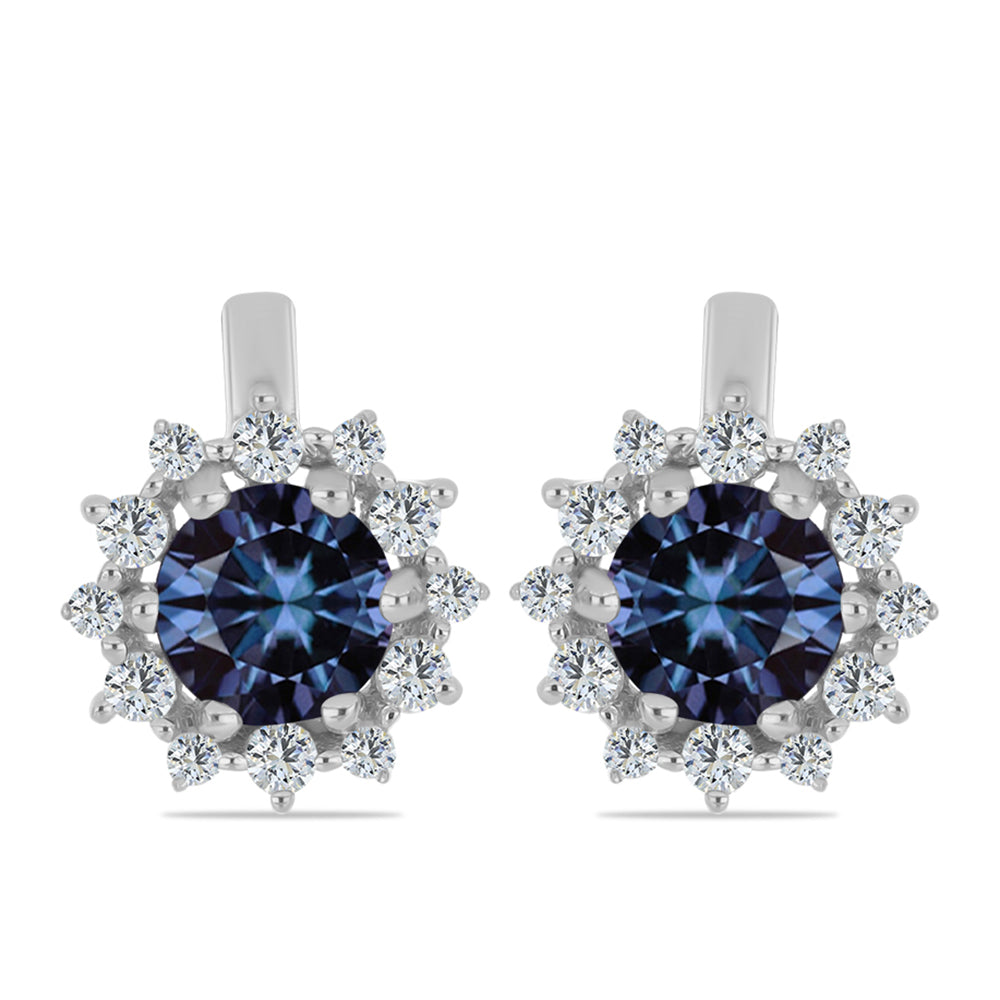 Ezüst Fülbevaló "Császár Lila" Moissanite-tel és Fehér Topázzal 1 