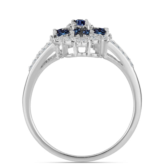 Ezüst Gyűrű "Császár Lila" Moissanite-tel és Fehér Topázzal