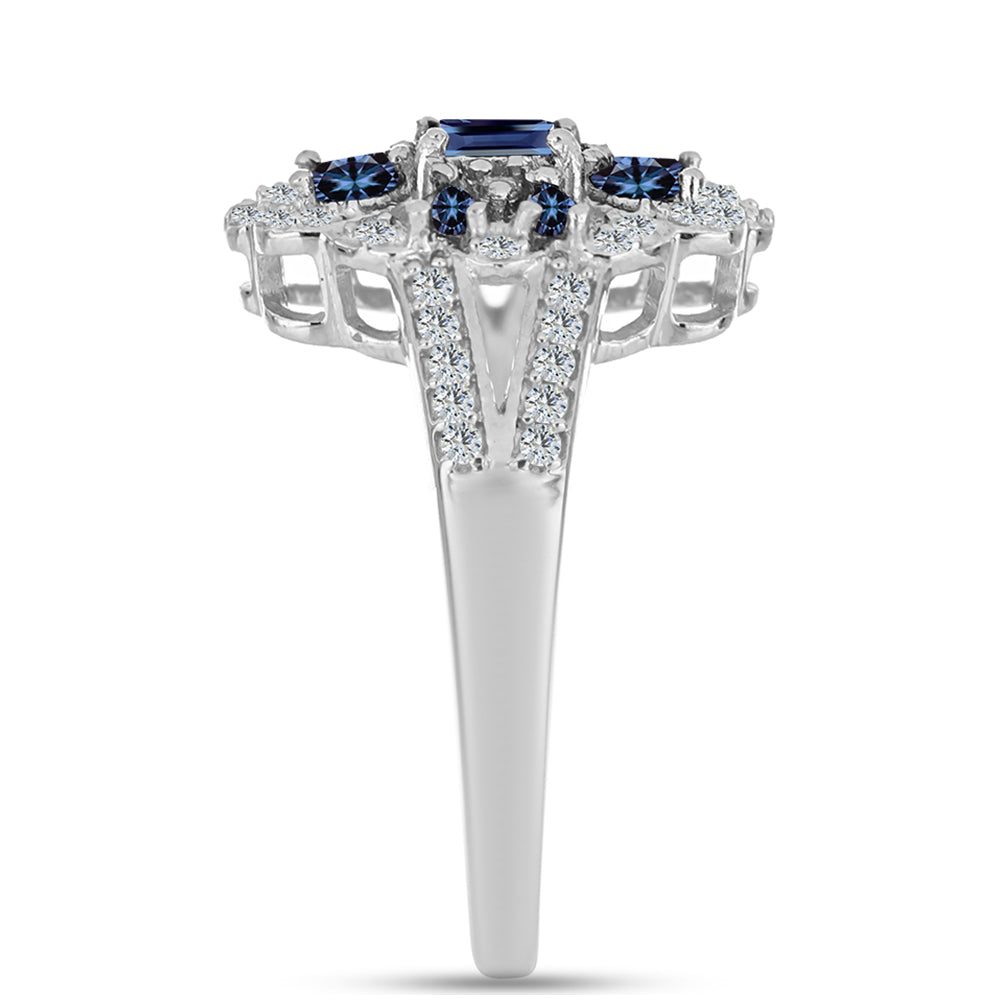 Ezüst Gyűrű "Császár Lila" Moissanite-tel és Fehér Topázzal